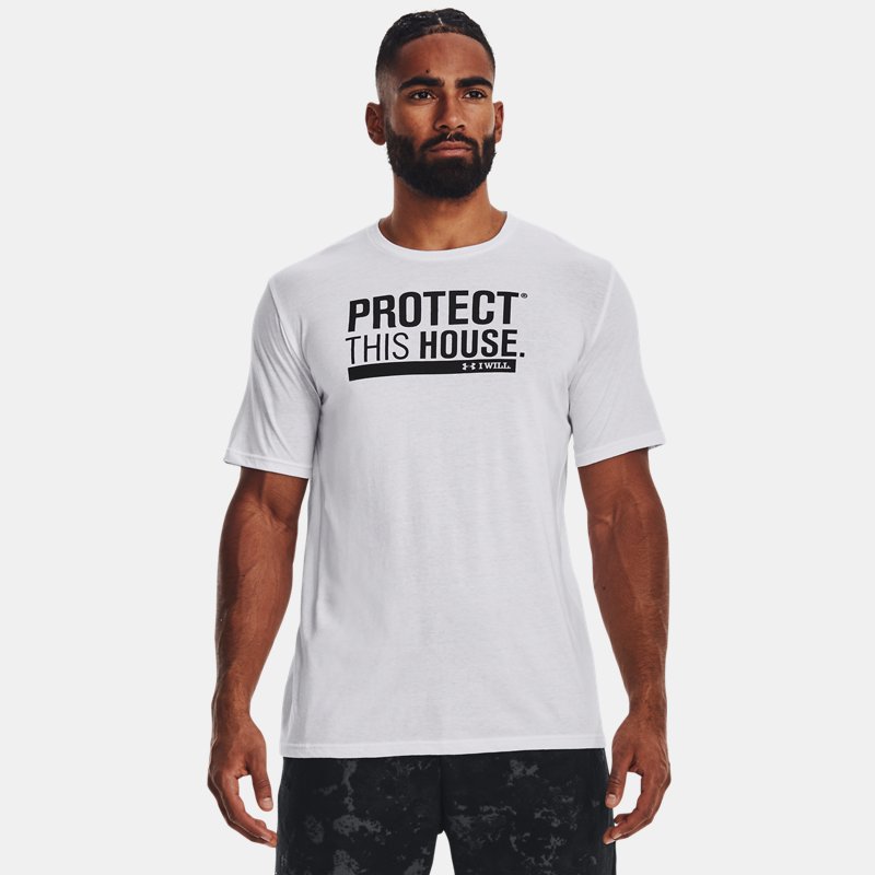 Tee-shirt à manches courtes Under Armour Protect This House pour homme Blanc / Noir XS